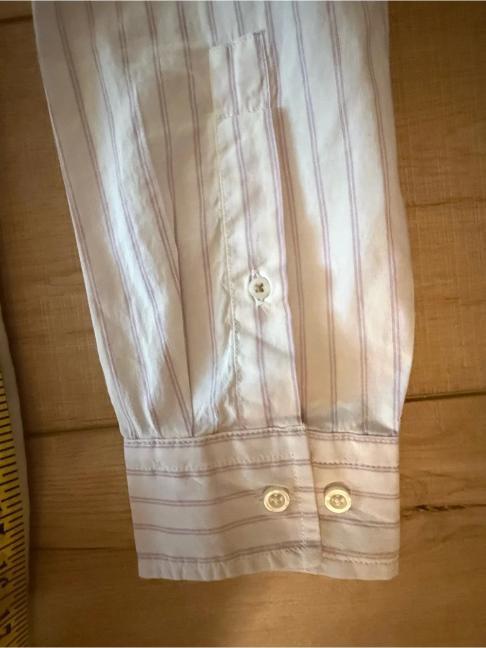 Banana Republic White Shirt with Beige Pinstripes